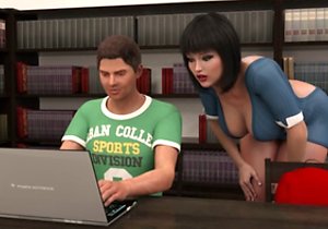 Porn game footage focusing on a resolute MILF