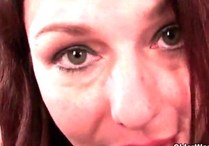 Redheaded hoe in a red dress wants to cum