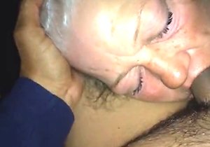 Wrinkly granny slowly but surely sucking the cum out