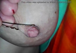 Big-boobed chick is enjoying sex games with her nipples